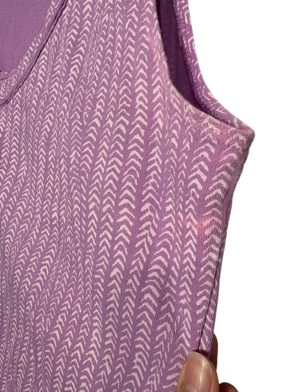 FRESH PRODUCE | Lilac Chevron Print V-Neck Sleeveless Dress size L USA Cotton - Picture 14 of 14